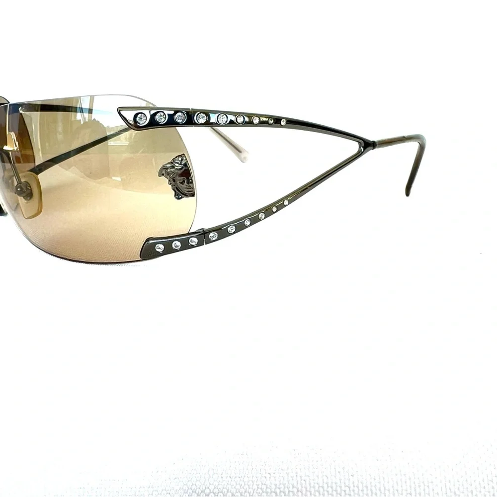 VERSACE MOD N86 1001/13 15931 Diamante Brown Curved Lenses Unisex Sunglasses - Picture 6 of 15